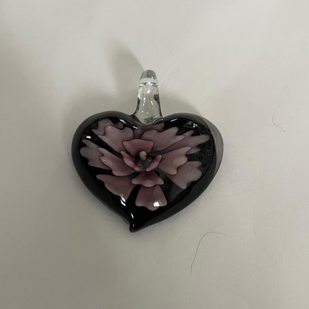 Valentine’s Day Heart-Shaped Glass Pendant With Floral Design